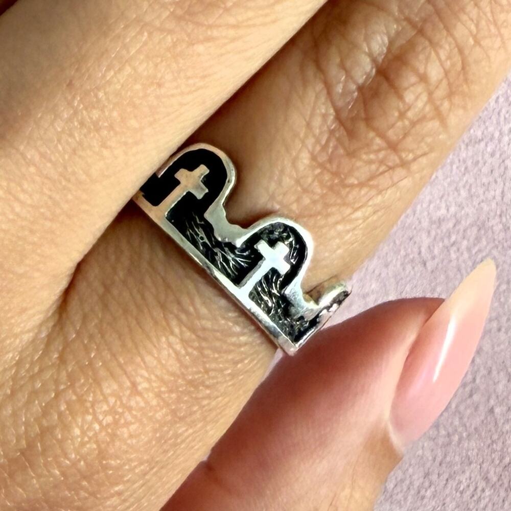sterling silver vintage crosses band ring size 7